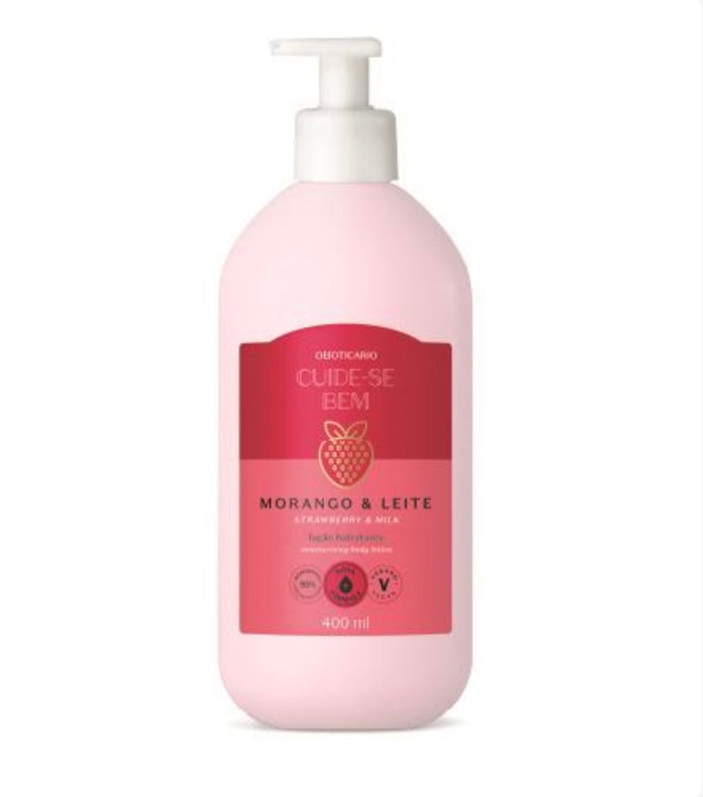 Loção Hidratante Corporal
Cuide-se Bem Morango e Leite
400ml